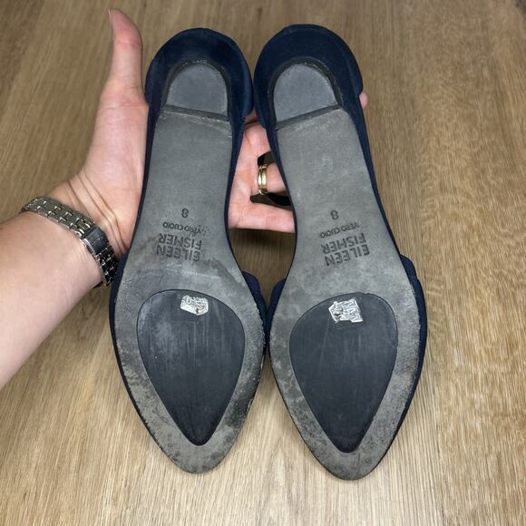 Eileen Fisher Women’s 8 Pumps Kitten Heel Ankle Strap Navy Blue Dressy Leather - Picture 7 of 8